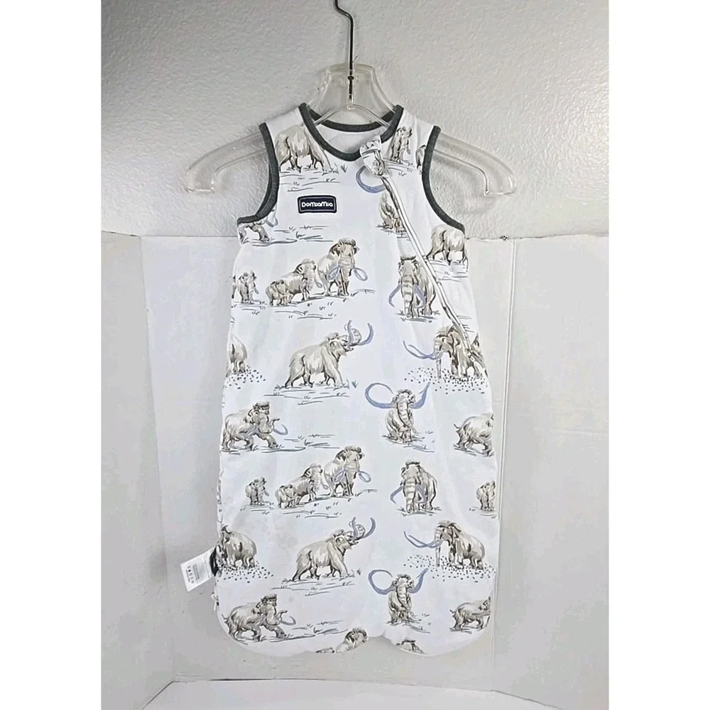DoMiaMia Baby Sleepsack Wooly Mammoth Print White Sz L 18-24 Mo 100% Cotton READ